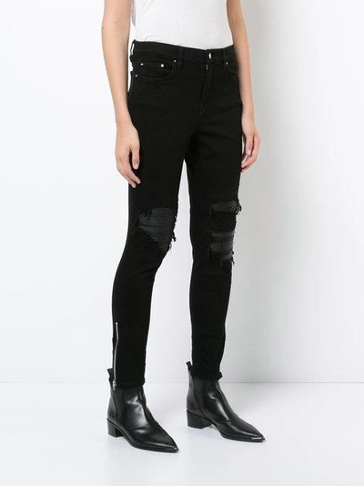 Shop Amiri Distressed Skinny Jeans With Under Layer In Black