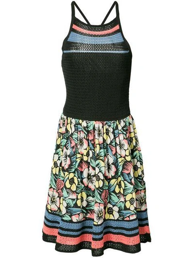 Shop Red Valentino Crochet Floral Print Dress - Black