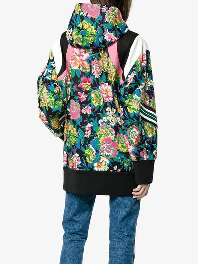 Shop Msgm Floral Hooded Bomber Jacket - Multicolour