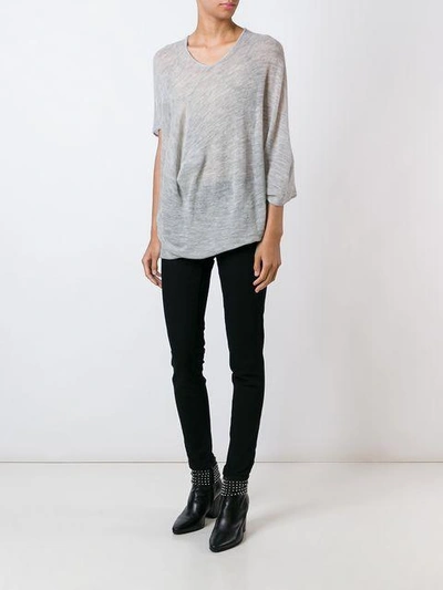 Shop Lost & Found Draped Knit Top In Grey