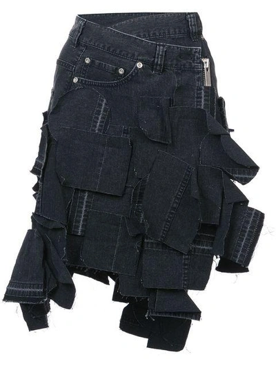 Shop Sacai Applique Mini Denim Skirt