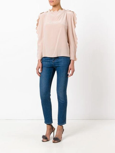 Shop Fendi Scalloped Blouse In Pink