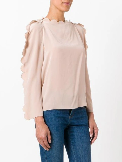 Shop Fendi Scalloped Blouse In Pink