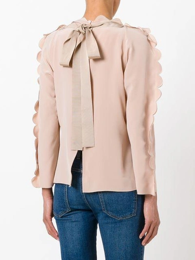 Shop Fendi Scalloped Blouse In Pink