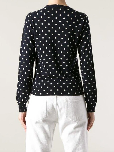 Shop Comme Des Garçons Play Embroidered Heart Polka Dot Cardigan In Blue