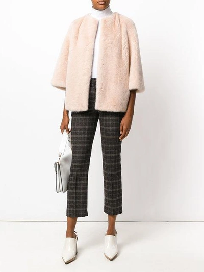 Shop Yves Salomon Short Fur Jacket In Pink