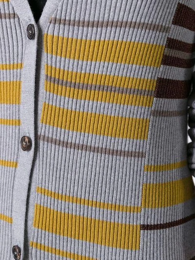 Shop Maison Margiela Striped Long Cardigan - Grey