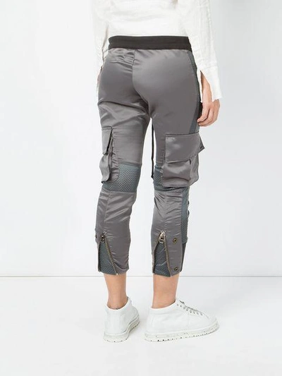 Shop Greg Lauren Cargo Cropped Trousers In Grey