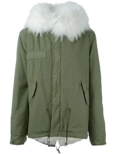 Shop Mr & Mrs Italy Fox And Raccoon Fur Lined Jacket In Green