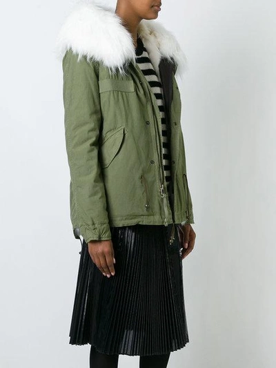 Shop Mr & Mrs Italy Fox And Raccoon Fur Lined Jacket In Green