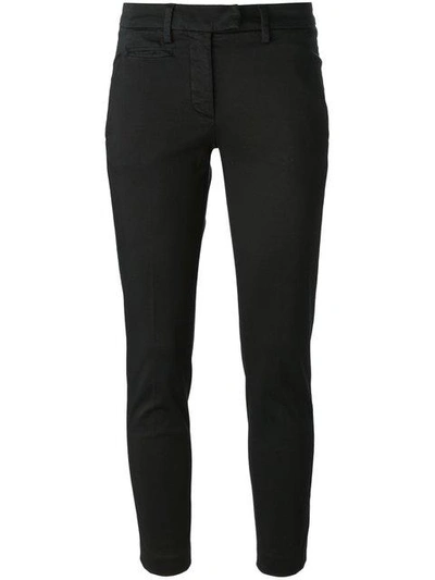 Shop Dondup Cropped Chino Trousers - Black