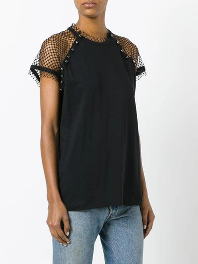 N°21 Nº21 Mesh Panel Blouse - Black In Black