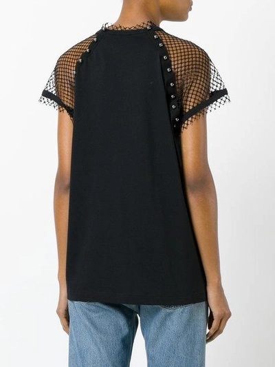 N°21 Nº21 Mesh Panel Blouse - Black In Black