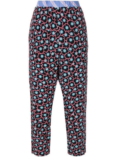 Shop Marni Cropped Floral Print Trousers