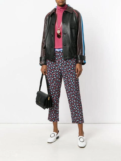 Shop Marni Cropped Floral Print Trousers