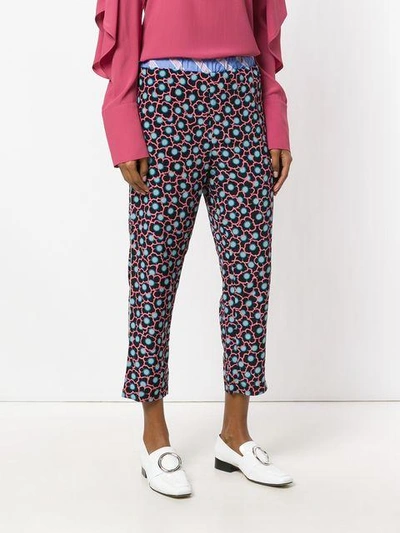 Shop Marni Cropped Floral Print Trousers