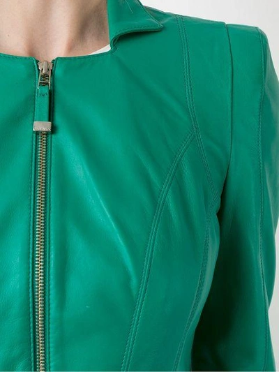 Shop Tufi Duek Leather Jacket In Green