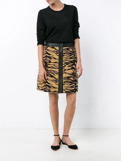 Shop Adam Lippes Tiger Print Skirt In Brown