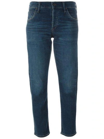 Shop Citizens Of Humanity Elsa Mid-rise Slim Fit Cropped Jeans In Blue