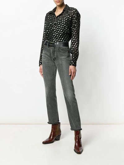 sheer lurex polka dot shirt