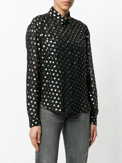 sheer lurex polka dot shirt