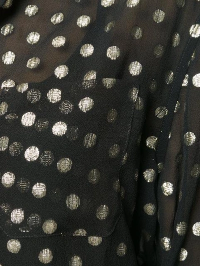 Shop Saint Laurent Sheer Lurex Polka Dot Shirt In Black