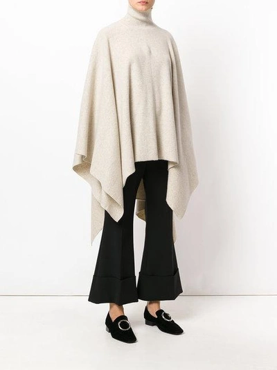 Shop Pringle Of Scotland Roll Neck Poncho - Oatmeal