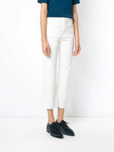 Shop Egrey Cropped Denim Trousers In White