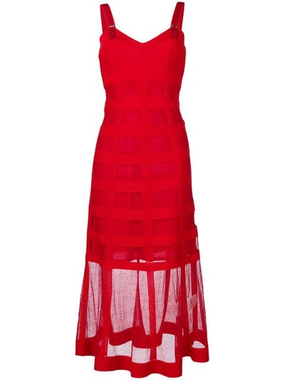 Shop Alexander Mcqueen Mesh Overlay Dress - Red