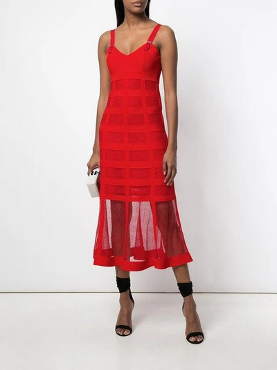 Shop Alexander Mcqueen Mesh Overlay Dress - Red