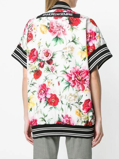 Shop Dolce & Gabbana Striped Detail Floral Jacket In Multicolour