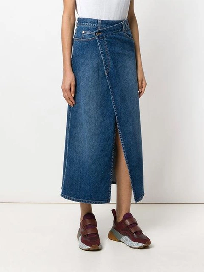 Shop Stella Mccartney Denim Wrap Midi Skirt - Blue