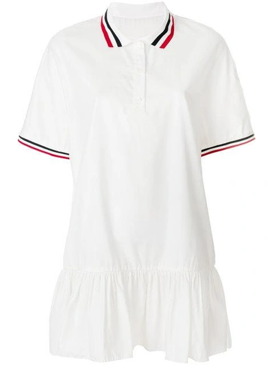 Shop Moncler Trim Peplum Polo Dress In White