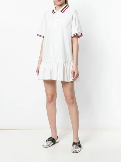 Shop Moncler Trim Peplum Polo Dress In White