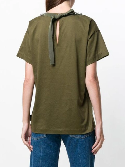 Shop Moncler Embellished Collar T-shirt In Green