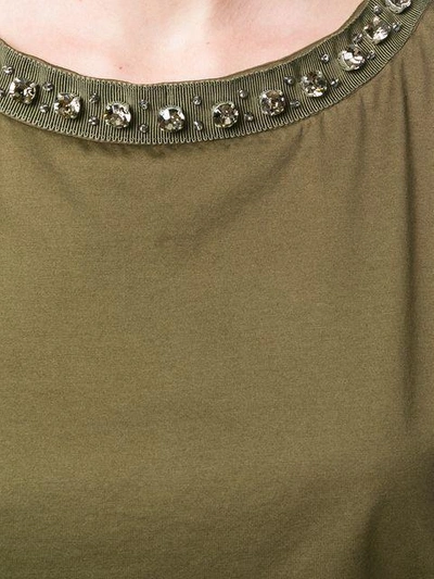 Shop Moncler Embellished Collar T-shirt In Green