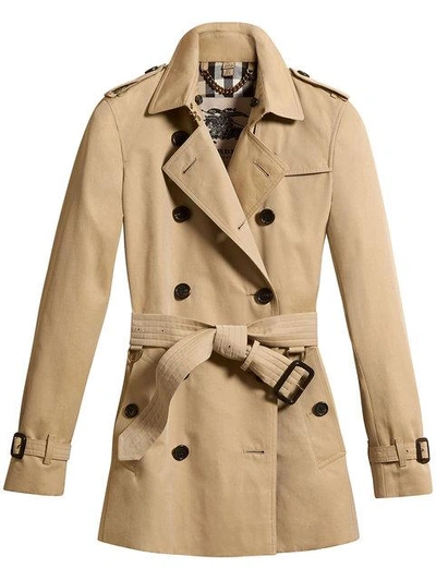 Shop Burberry Kensington Short Trench Coat In Brown