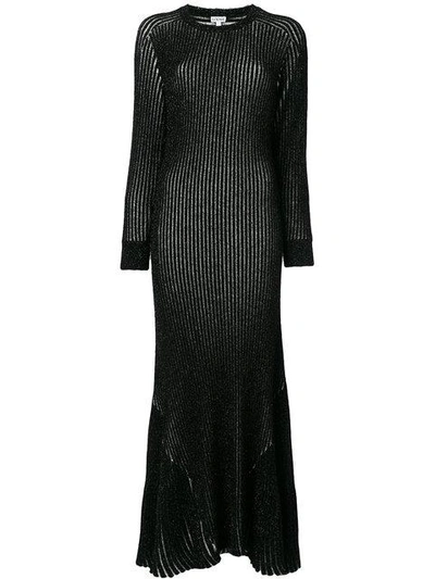 Shop Loewe Ribbed Dress In 1100 Black