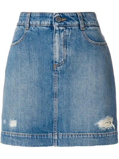 Shop Stella Mccartney Fitted Denim Skirt In Blue