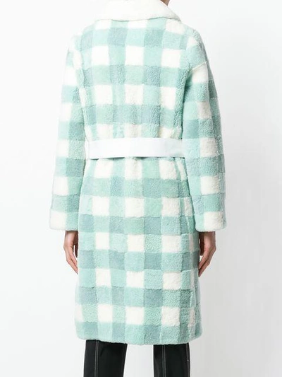 Shop Saks Potts Checked Belt Coat - Green