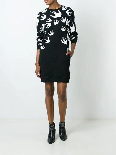 Shop Mcq By Alexander Mcqueen 'swallow' Sweatshirt Dress In Black