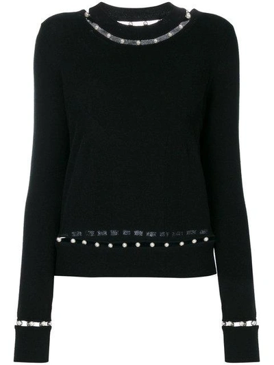 Shop Givenchy Faux Pearl Trim Jumper In Black