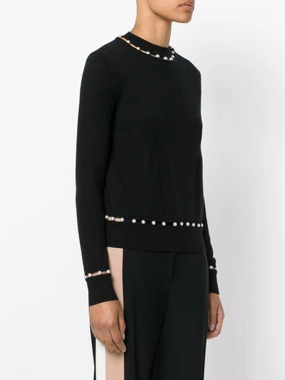 Shop Givenchy Faux Pearl Trim Jumper In Black