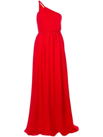 Shop Lanvin One Shoulder Evening Gown In Red