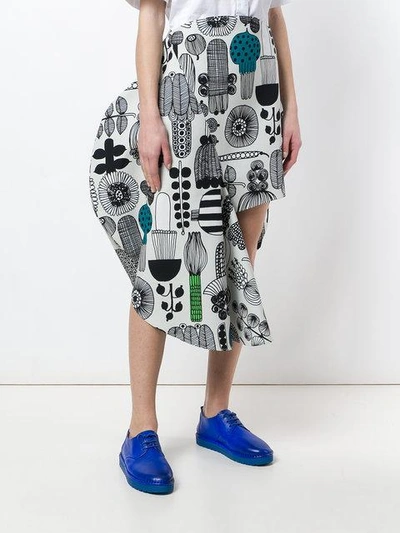 Shop Junya Watanabe Graphic Print Asymmetric Skirt