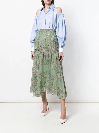 Shop Giambattista Valli Printed Maxi Skirt In Green