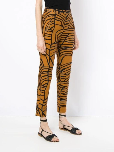 Shop Andrea Marques Printed Skinny Trousers - Est Xilo Ocre