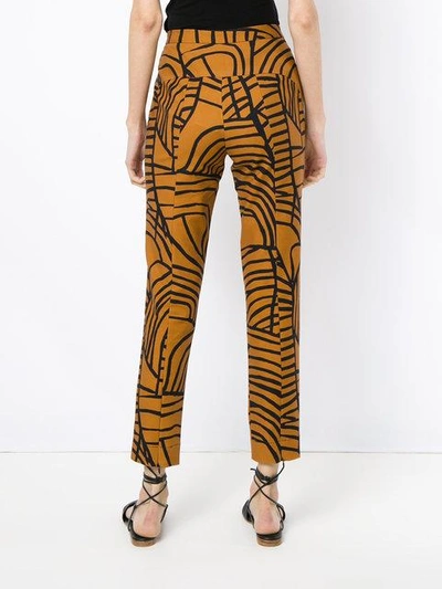 Shop Andrea Marques Printed Skinny Trousers - Est Xilo Ocre