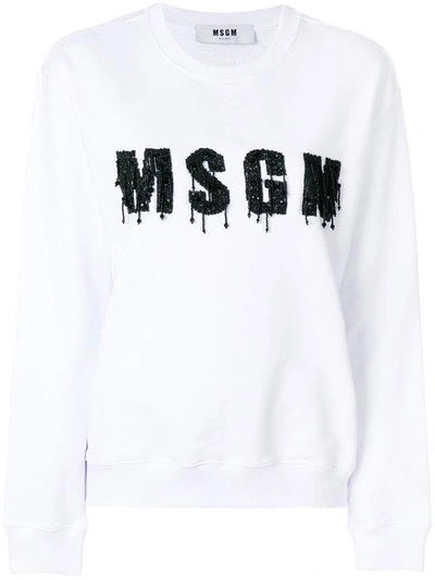 Shop Msgm Beaded Logo Sweatshirt