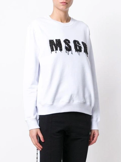 Shop Msgm Beaded Logo Sweatshirt